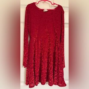 Girls Red Floral Dress Size M